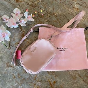 NWT Kate Spade Pink Pebbled Leather Astrid Medium Camera Bag